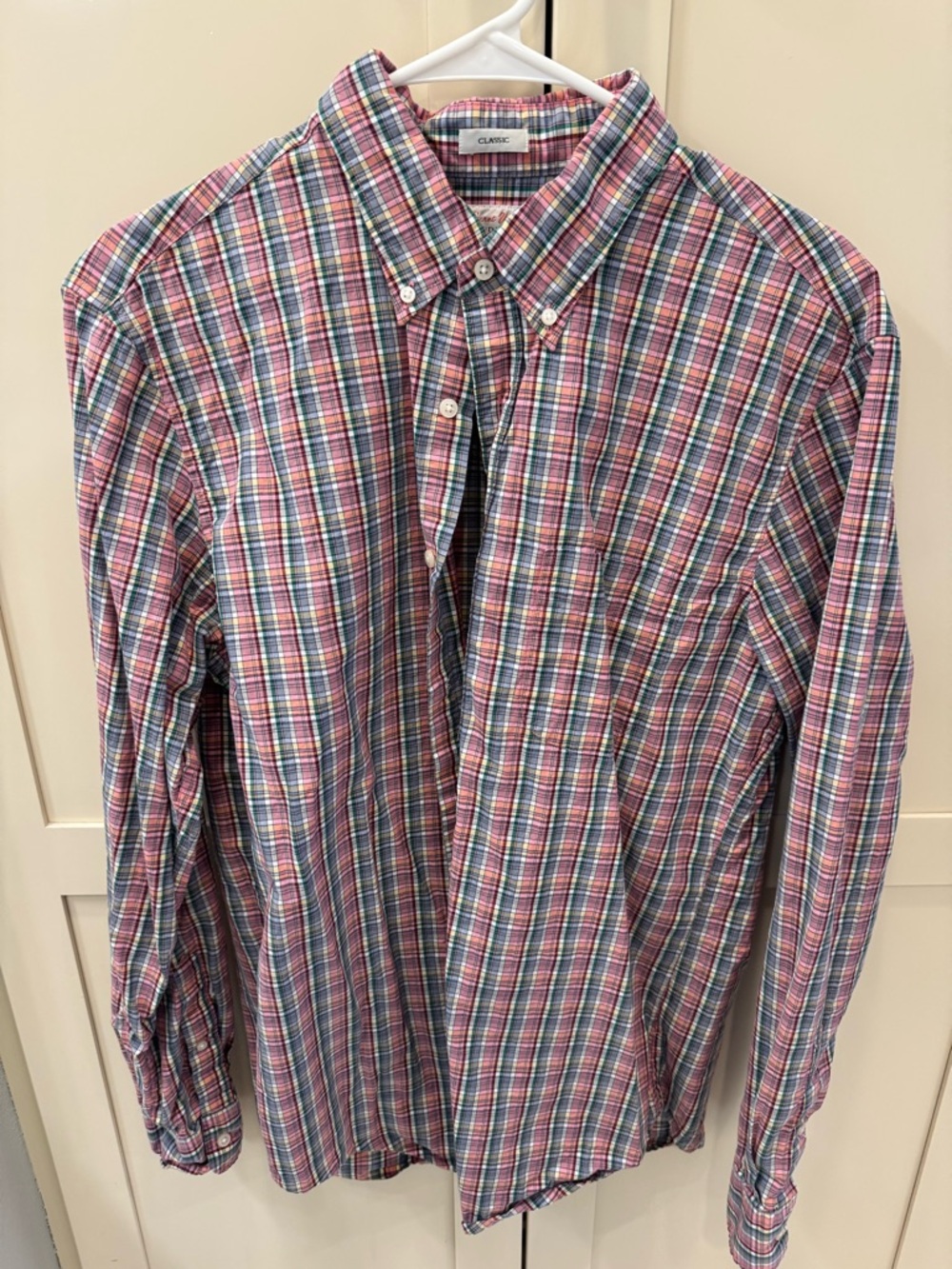 J. Crew Multicolor Pink and Blue Plaid Button-Down Shirt - perfect for Spring!